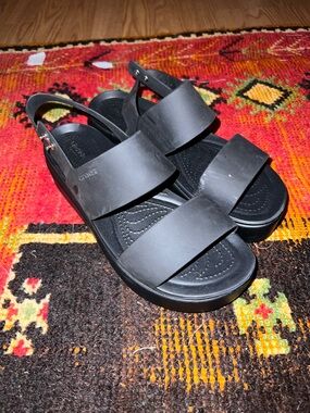 CROCS Black Double-Strap Slingback Sandals